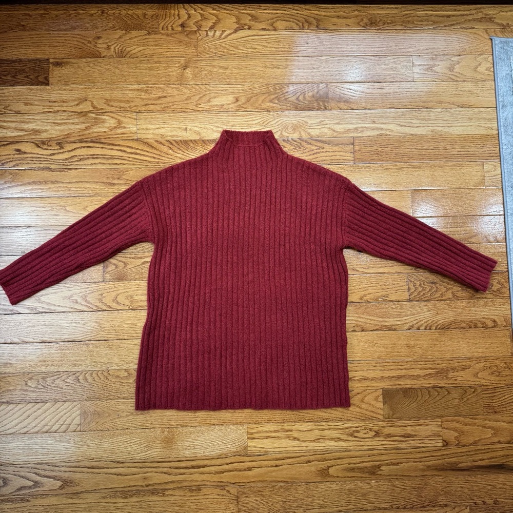 Open Edit Ribbed Mock Neck Sweater